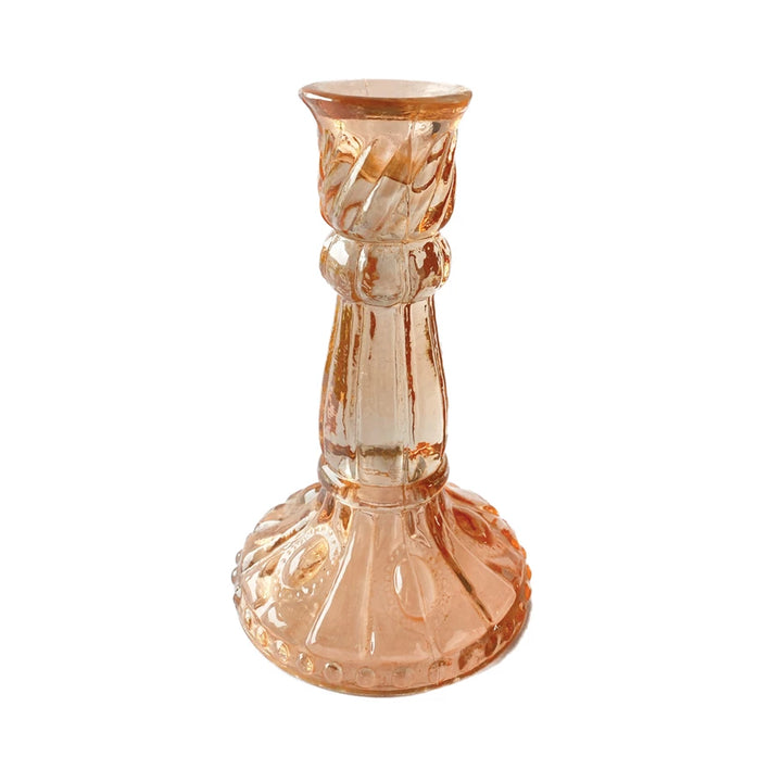 Pink Glass 6" Taper Holder - Madison's Niche 