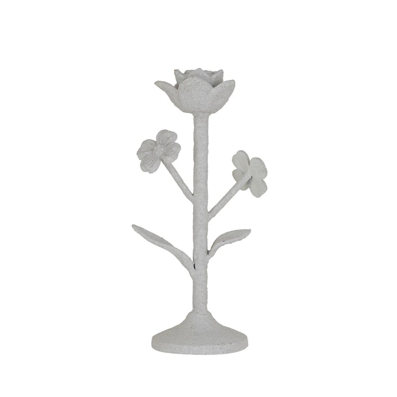 White Floral Taper Holder - Madison's Niche 