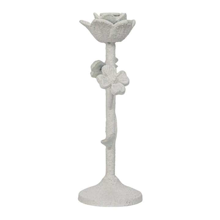 White Floral Taper Holder