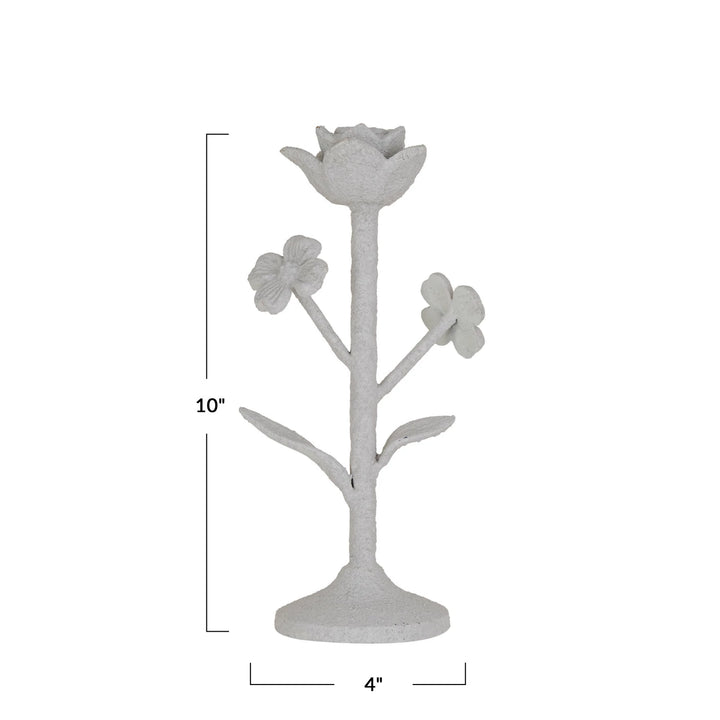 White Floral Taper Holder - Madison's Niche 