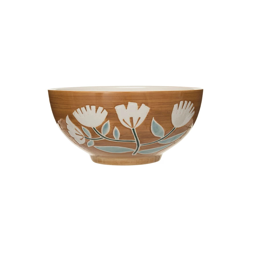 Gold Floral Stone Bowl