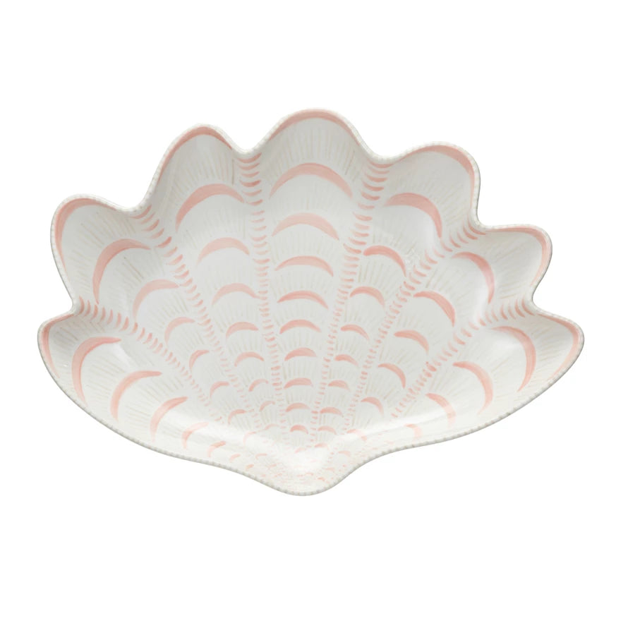 White & Coral Shell Plate