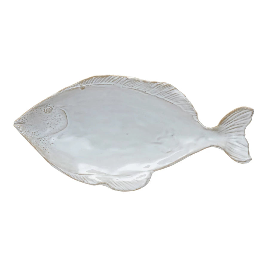 White Glaze Fish Plate - Madison's Niche 