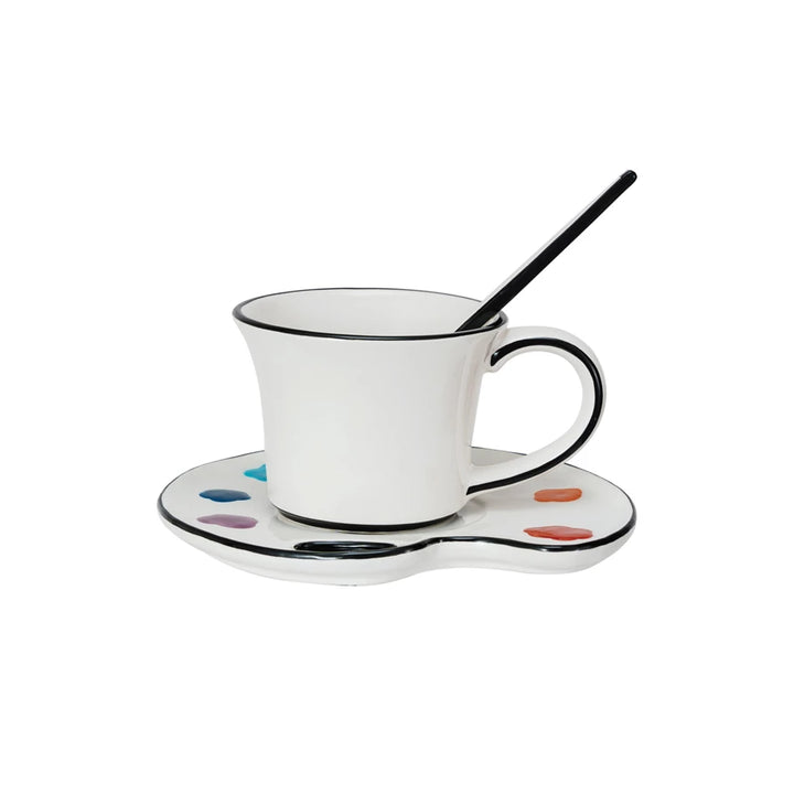 Paint Palette Cup, Saucer & Stir