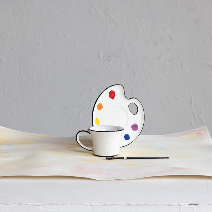 Paint Palette Cup, Saucer & Stir