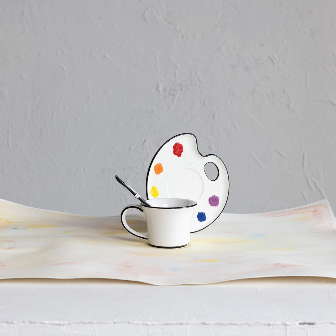 Paint Palette Cup, Saucer & Stir