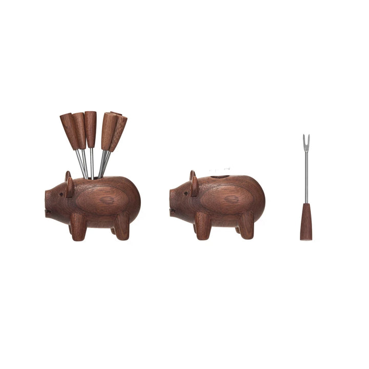 Pig with Appetizer Forks Set