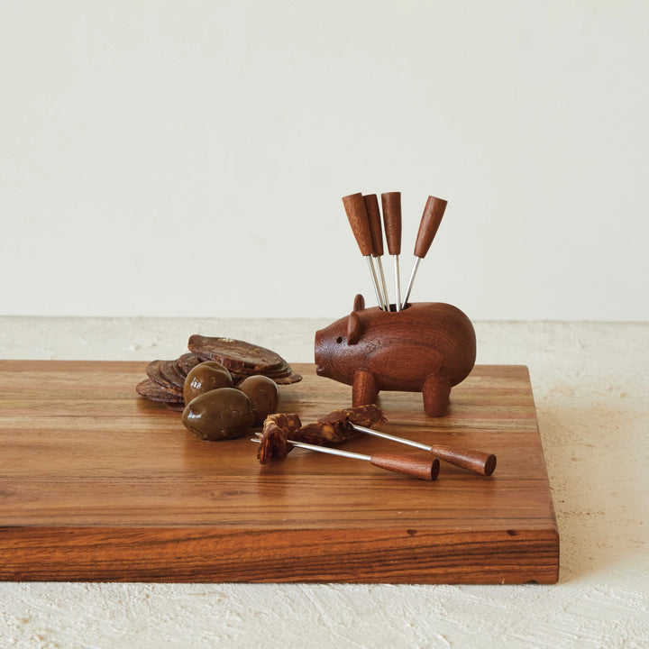 Pig with Appetizer Forks Set