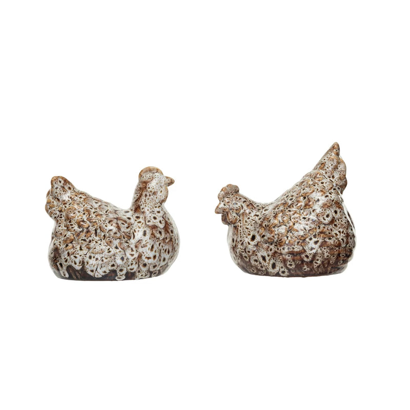 Brown Glaze Stone Hen - Madison's Niche 