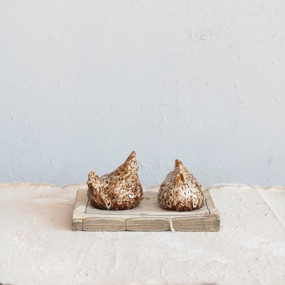 Brown Glaze Stone Hen - Madison's Niche 