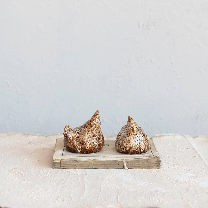 Brown Glaze Stone Hen