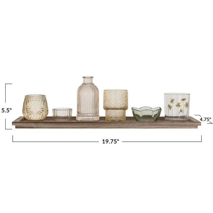 Set: 20" Tray with 6 Vases