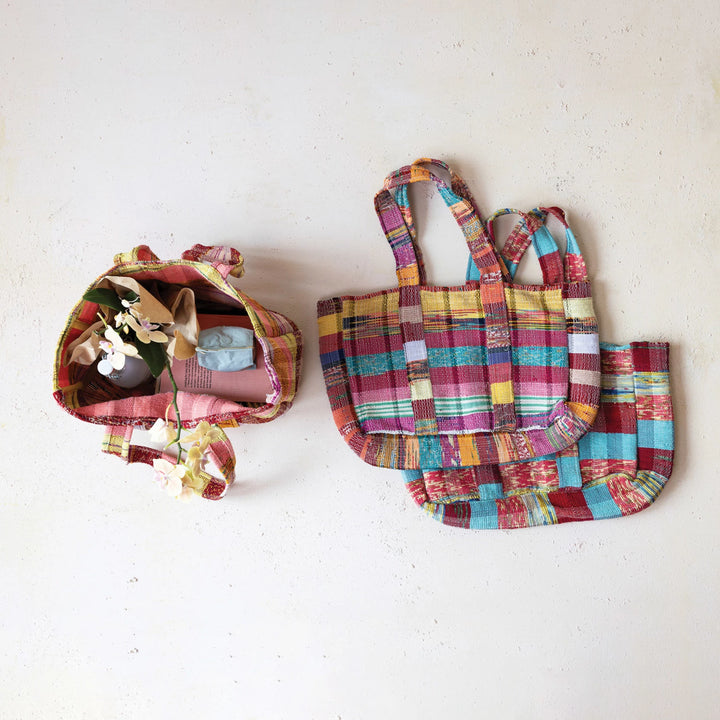 Woven Patchwork Tote Bag