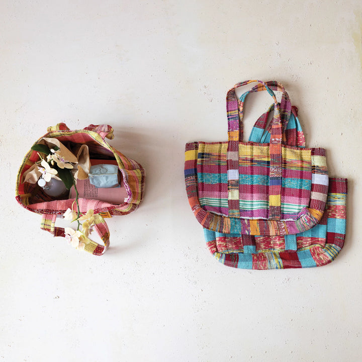 Woven Patchwork Tote Bag