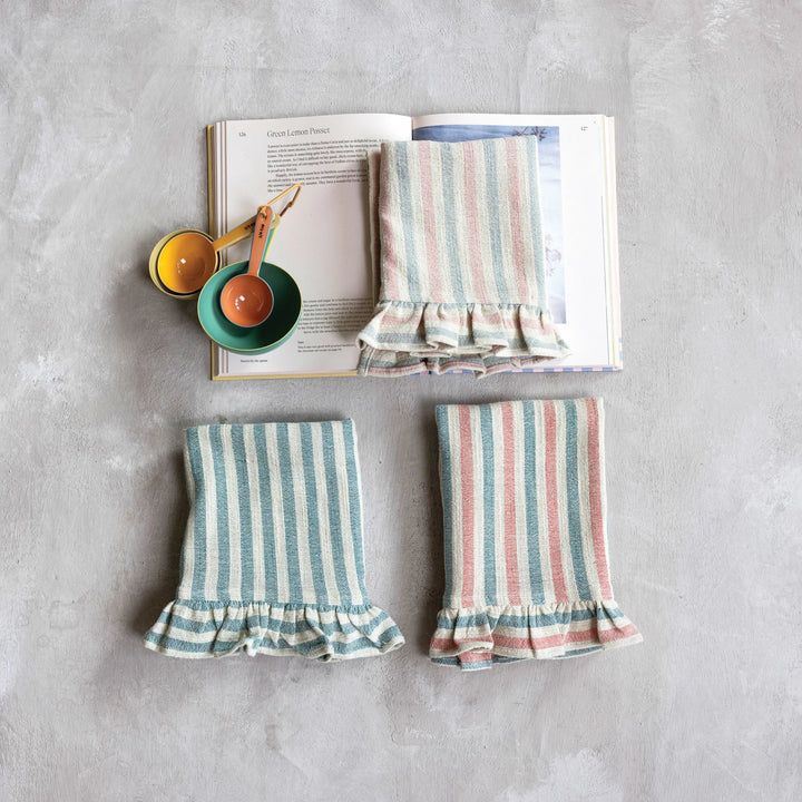 Striped Towel with Ruffle