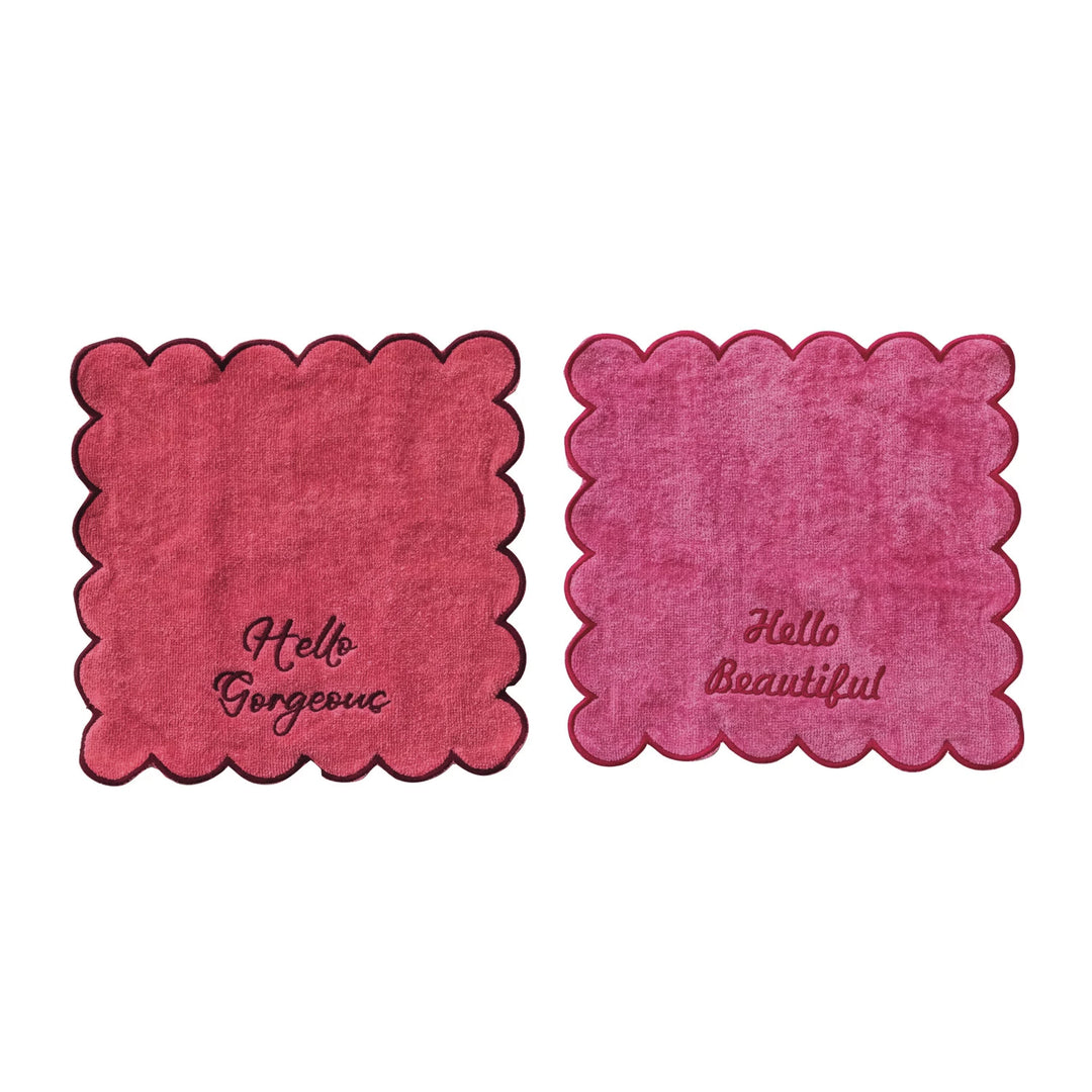 Set Of 2 Scalloped Wash Cloths