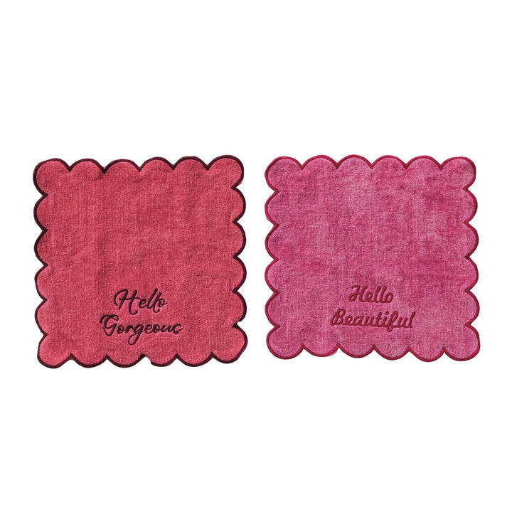 Set Of 2 Scalloped Wash Cloths