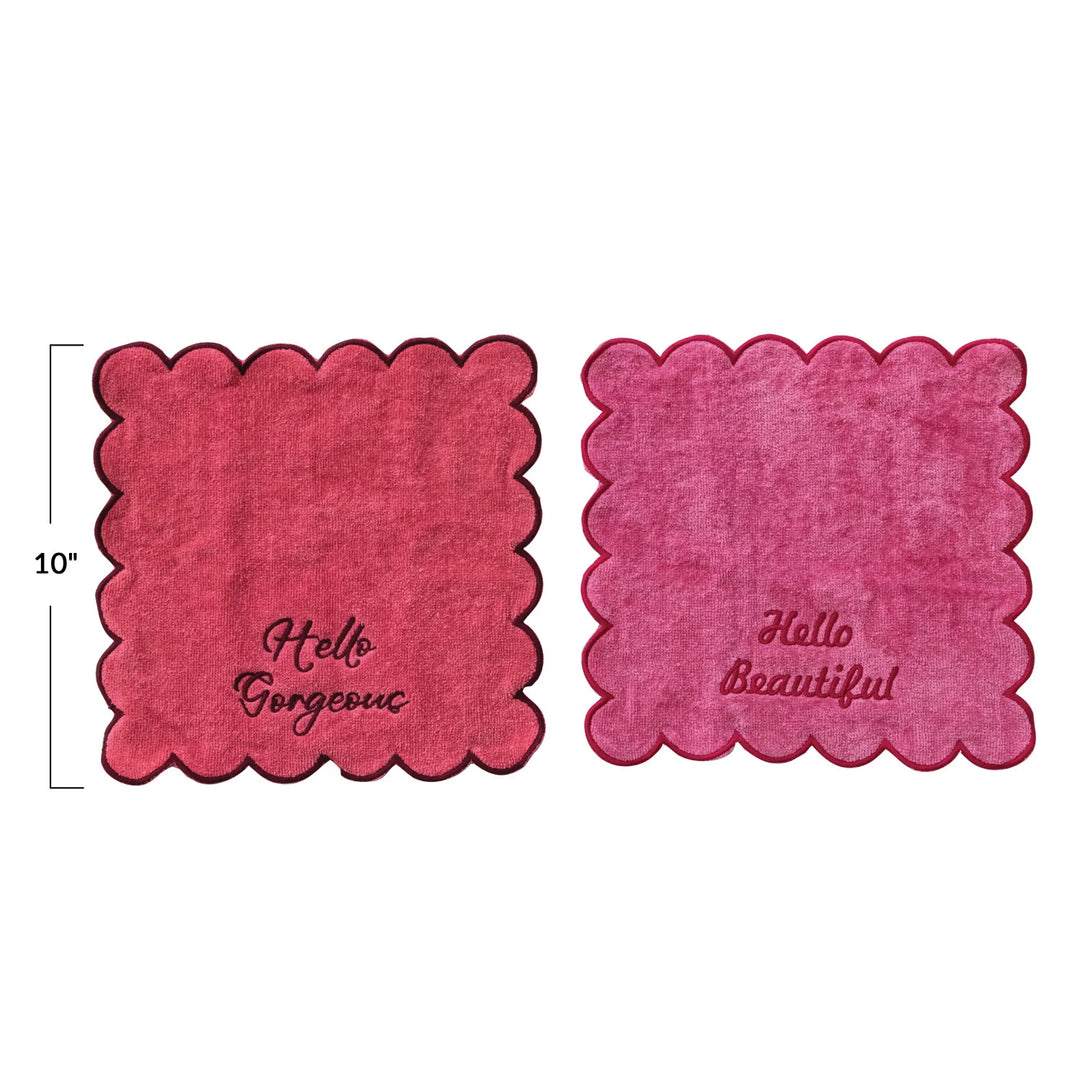 Set Of 2 Scalloped Wash Cloths
