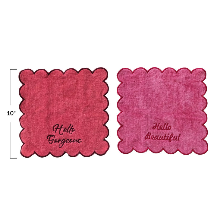 Set Of 2 Scalloped Wash Cloths