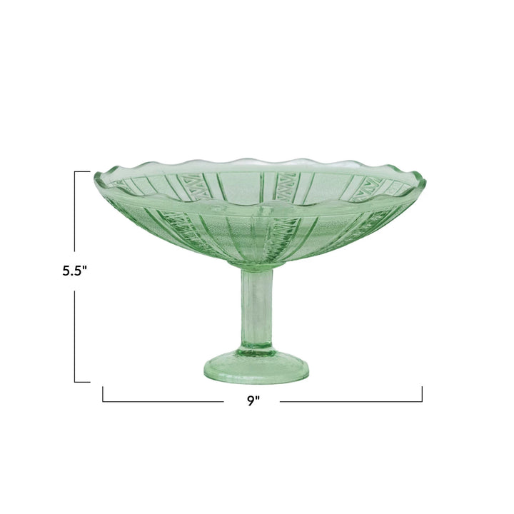 Green Glass Footed Bowl