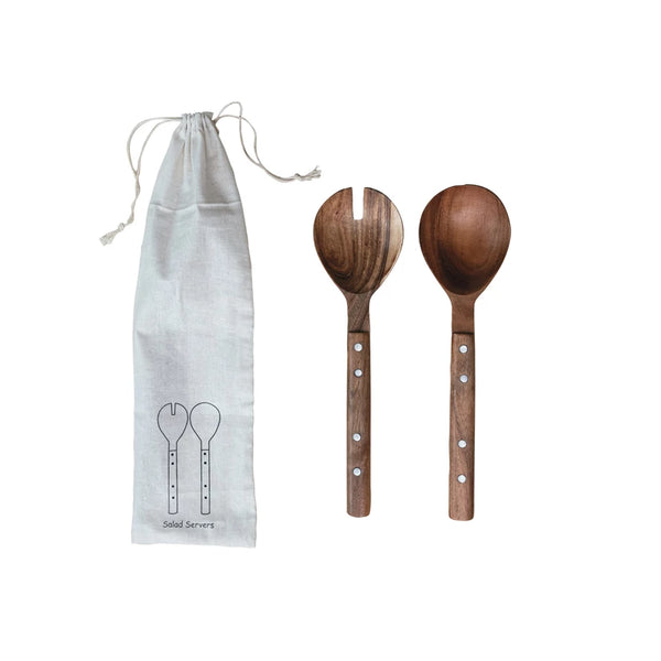 Set of 2 Wood Servers with Studs Madison's Niche 