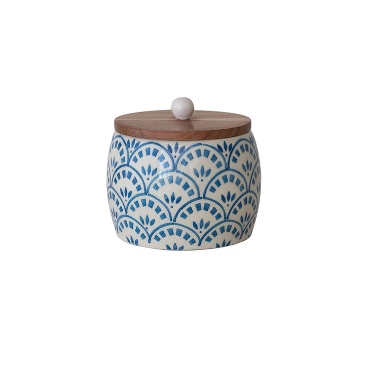 Blue & White Cannister with Lid