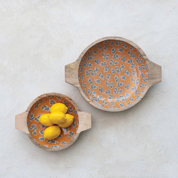 Enamel Pattern Wood Bowl Madison's Niche 