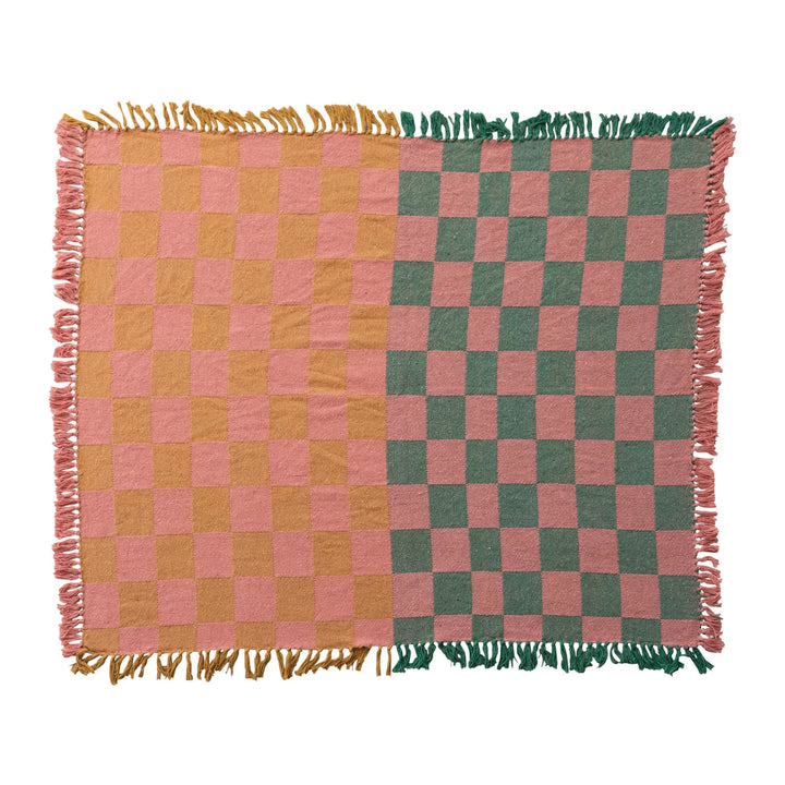 Checkered Throw With Fringe