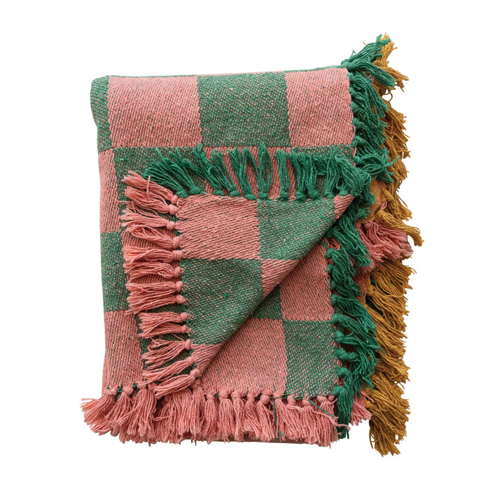 Checkered Throw With Fringe