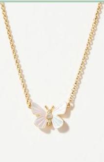 Mother of Pearl Monarch Necklace in Gold