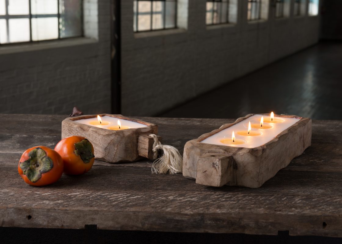 Ginger Patchouli Small Driftwood Candle Tray - Madison's Niche 