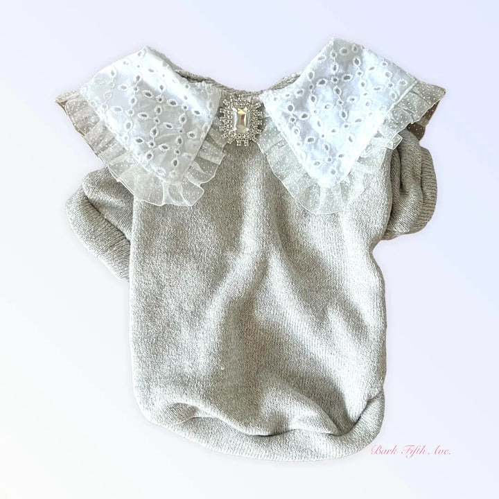 Princess Lace Lapel Sweater - Madison's Niche 