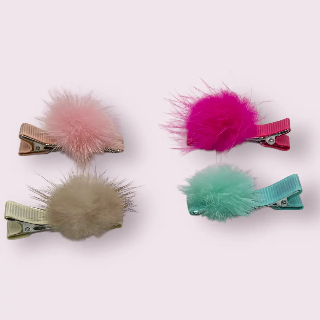 Mink PomPom Barrette - Madison's Niche 