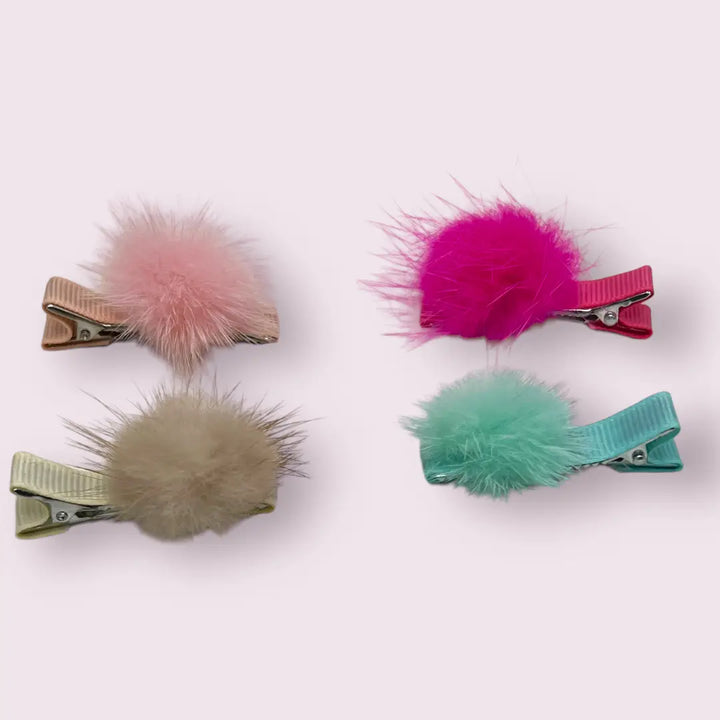 Mink PomPom Barrette