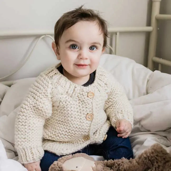Garter Stitch Cardigan in Natural