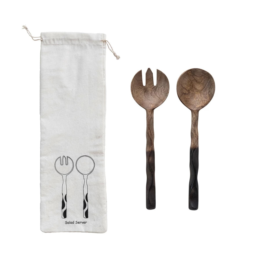 Espresso Mango Wood Salad Servers - Madison's Niche 