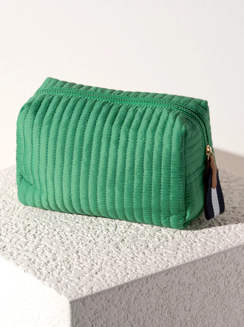Ezra Large Quilted Nylon Pouch in Green - Madison's Niche 