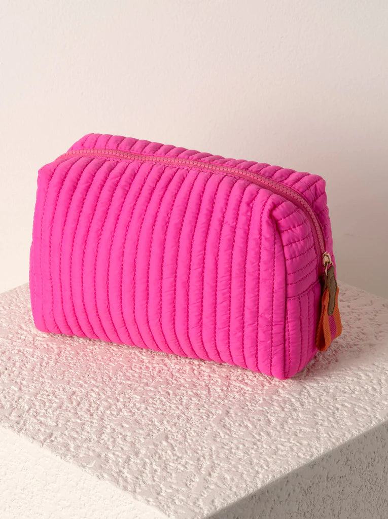 Ezra Large Quilted Nylon Pouch in Magenta - Madison's Niche 