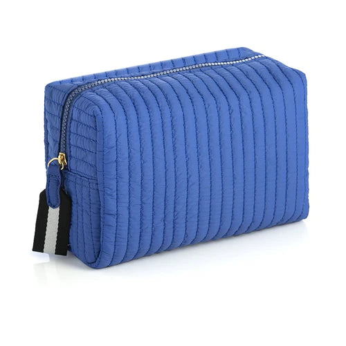 Ezra Large Quilted Nylon Pouch in Ultramarine - Madison's Niche 