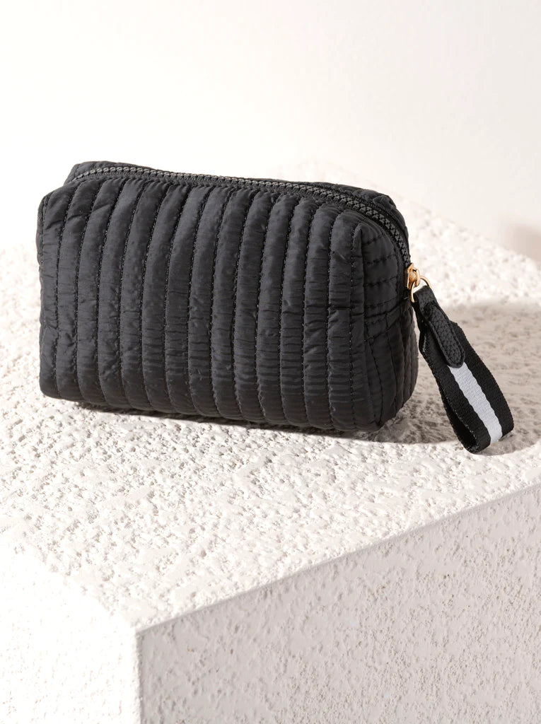 Ezra Small Quilted Nylon Pouch in Black - Madison's Niche 