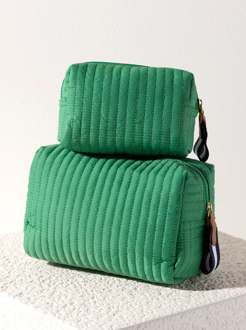 Ezra Large Quilted Nylon Pouch in Green - Madison's Niche 