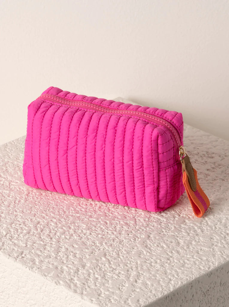 Ezra Small Quilted Nylon Pouch in Magenta - Madison's Niche 