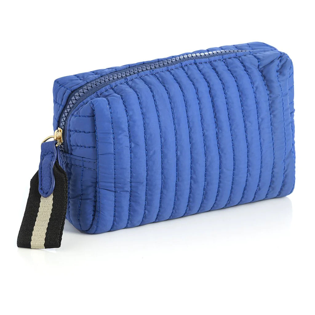 Ezra Small Quilted Nylon Pouch in Ultramarine - Madison's Niche 