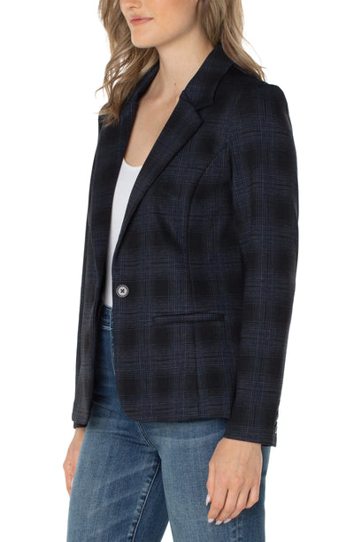 Fitted Blazer in Blue Black Shadow - Madison's Niche 
