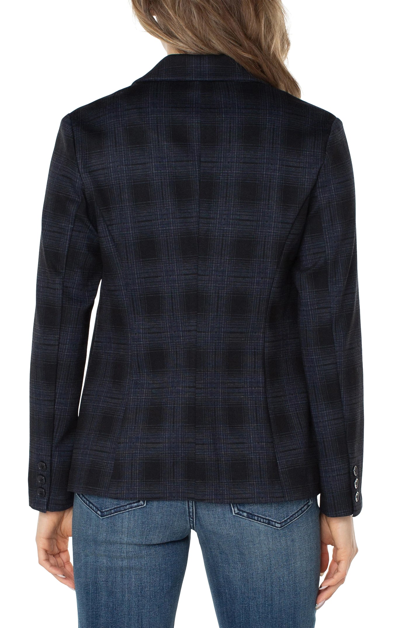 Fitted Blazer in Blue Black Shadow - Madison's Niche 