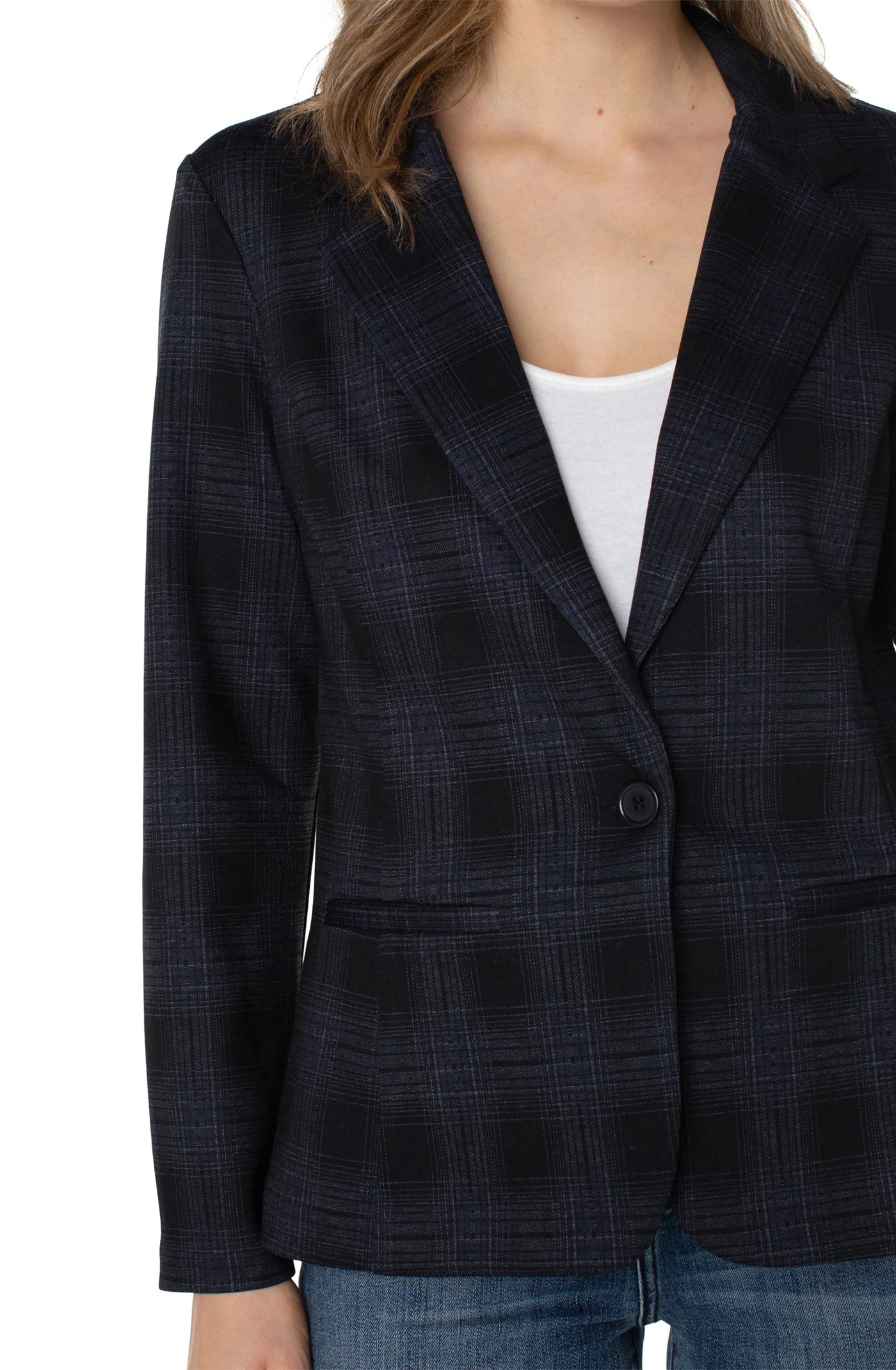 Fitted Blazer in Blue Black Shadow - Madison's Niche 