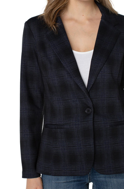 Fitted Blazer in Blue Black Shadow - Madison's Niche 