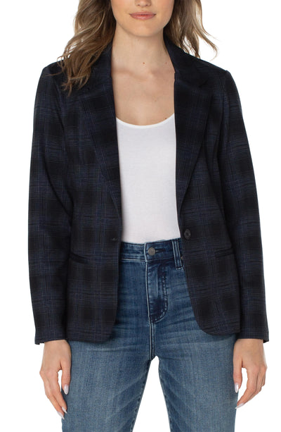 Fitted Blazer in Blue Black Shadow - Madison's Niche 