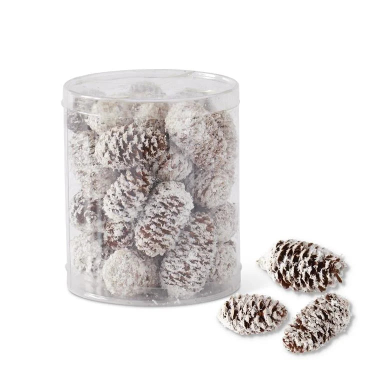 Flocked Pinecones Cylinder - Madison's Niche 