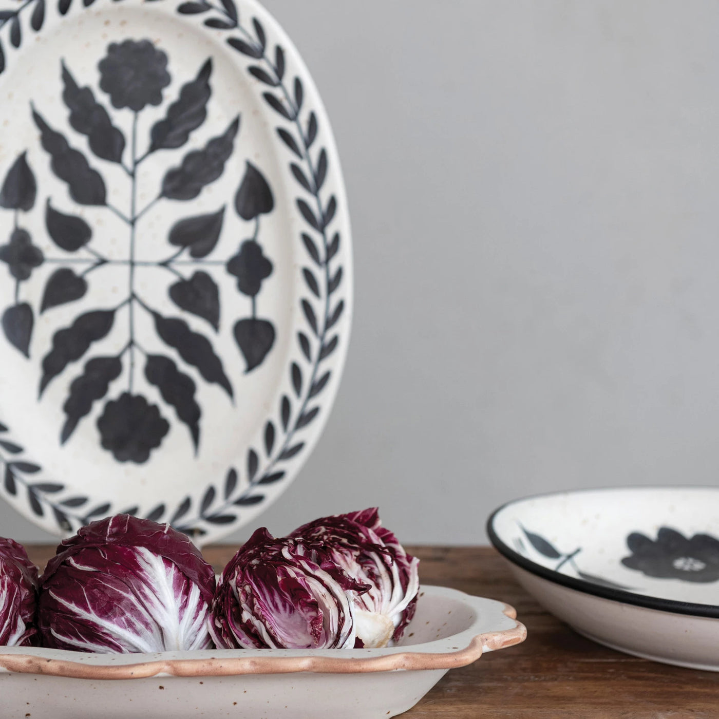 Floral Stoneware Platter - Madison's Niche 